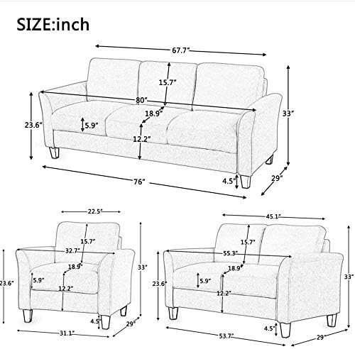 Дивани EMKK за комплекта мебели за всекидневна, Модерен разтегателен секционни диван, Диванчик, на Стол с тапицерия от смес от полиестер,