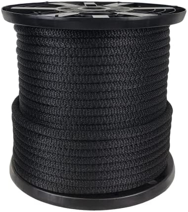 Въже от черно лавсанового полиестер 1/2 инча - 250-Подножието макара | Плътна плитка - Индустриален клас - Висока устойчивост