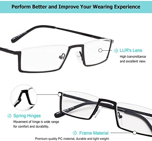 LUR 6 опаковки очила за четене в полукръгла рамка (общо 6 двойки ридеров + 1,50)
