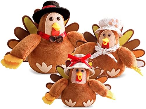 Комплект от 3 теми, Украса за маса от Пуйка за Деня на Благодарността, Пълнена Пуйка, Семейни Бижута, Есенна Плюшен Кукла от Турция Ръчно