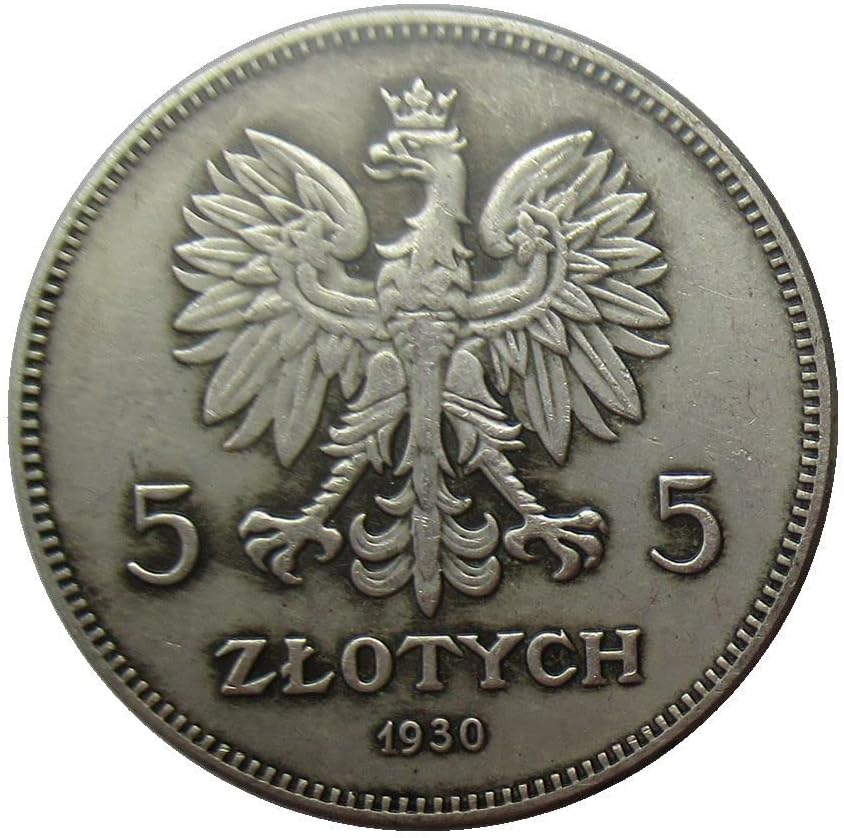 Сребърен долар Полски 5 Злоти 1930 г. Чуждестранна Копие на Възпоменателни монети