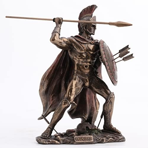 Veronese Дизайн 8,5 Висок Крал Леонидас Гръцки Воин на Спарта Холоднолитая Бронзова Скулптура от смола Статуя