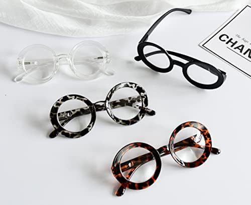 Кръгли очила за четене LUR за жени - 4 опаковки Женски Ридеров в Голяма рамка + 4,00