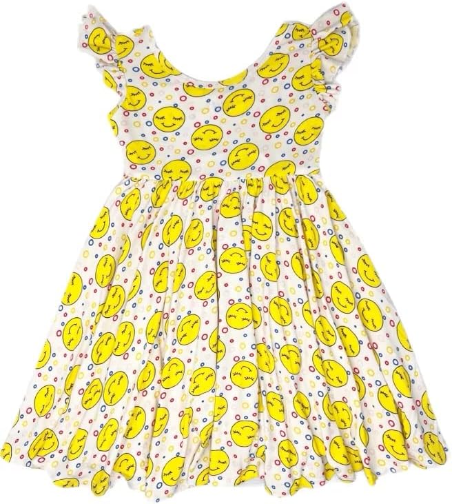 DOTDOT SMILE Twirl Dress - Рокля за момичета За Деца / Елегантни Рокли за малки момичета, Детски Дрехи, Дрехи за игри, Рокля С къс ръкав
