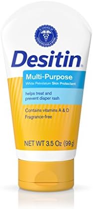 Универсален крем за защита на кожата от обриви Desitin с витамини A и D, размер за пътуване, туба с 3,5 грама