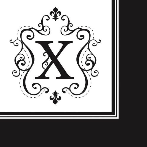 Черно-бяла меню с коктейли Кърпа с Монограм - X