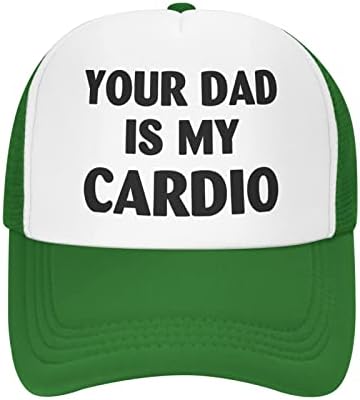 KMIVQGE Your Dad is My Cardio Шапка на шофьор на камион, Регулируем на окото шапка, бейзболна шапка Унисекс, подходящи за спорт, риболов, пътешествия.