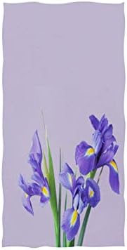 Naanle Iris Flowers Пролетта Лилаво Цвете С Цветен Принтом На Светло Purple Мека Банном Кърпа, Абсорбиращи Кърпи за Ръце, Многофункционални