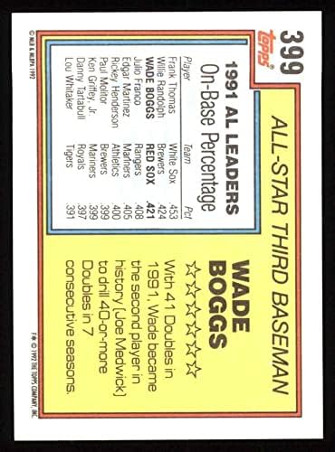 1992 Топпс 399 All-Star Уейд Богс на Бостън Ред Сокс (бейзболна картичка) NM / MT Red Sox