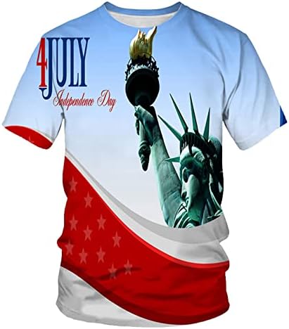 Лятно Мъжко Рокля-риза, Мъжки Ризи С Къс Ръкав, Ежедневни Реколта Тениска с 3D Дигитален Печат в Деня на Независимостта,