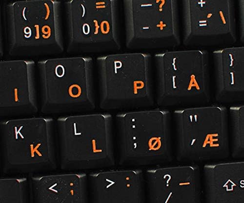 Стикер на Норвежскую клавиатура с Оранжев Надпис Върху Прозрачен Фон за настолни компютри, лаптопи и Тетрадки книги