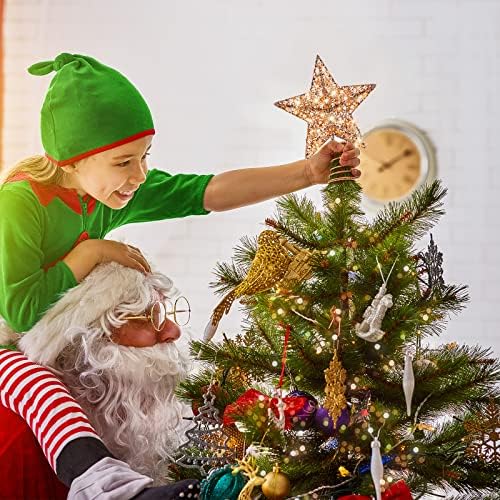 MCEAST Коледа Коледа в цилиндър Звезда с Led Подсветка Звездна Върхът на Дървото за Коледни занаятчийски продукти, Плотове, Стени,