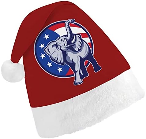 Коледна шапка с флага на САЩ, коледна шапка на Дядо Коледа за възрастни унисекс, комфортна класическа коледна шапка за коледно парти,