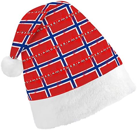 Норвежки Флаг Nowway Забавна Коледна Шапка на Дядо Коледа, Къси Плюшени Шапки с Бели Ръкавели за Коледното Празнично Парти,