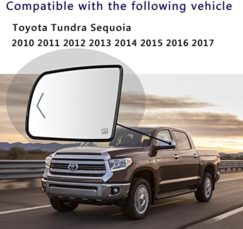 Подмяна на стъкло, огледала с подгряване в сляпа зона, от лявата страна на водача за 2008-2017 Toyota Sequoia 2007-2020 Toyota