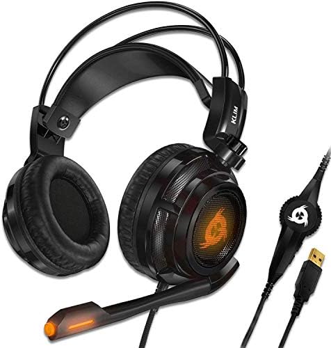 BOJIDAR Puma - Детска слушалки с микрофон USB - Съраунд звук 7.1 - Вградени вибрации - идеален за игри за PC и PS4 - Новата версия на 2022 г. - Черен (обновена)