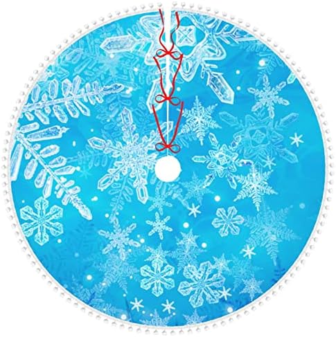 Пола за Коледната елха с тапицерия pom-помераните Коледа-3d-Ледени Снежинки Празнична Коледна Украса за дома 48