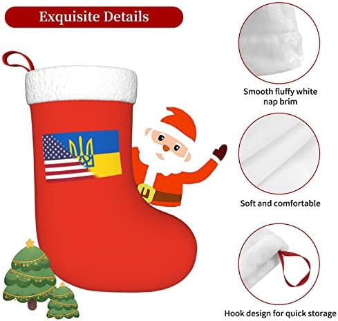 Коледни Чорапи с Флага на сащ и на Украинския Флаг TZT, Подаръци за Коледно парти за семейни Празнични украси 18 Инча