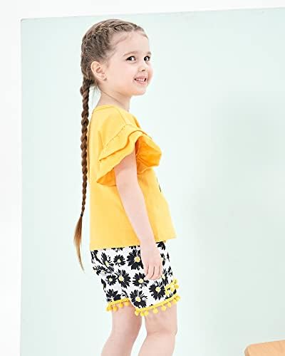 OLLUISNEO/ Облекло за малки Момичета; Летни Дрехи с Флорални Принтом и Набори; Облекла за момиченца от 2 до 3 и 4 години, 18
