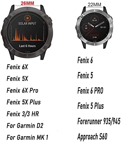DJDLFA 26-22 мм Силикон быстросъемный каишка за часовник Garmin Fenix 7 7X6 6X Pro 5X5 Plus 3 HR MK2 Easyfit Смарт часовник на китката Correa (Цвят: R, размер: 22 мм Fenix 6 6 Pro)