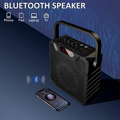 Безжичен караоке-машина с два микрофона - Преносима система високоговорители Bluetooth 40 Вата, батерия с капацитет 6000 mah,