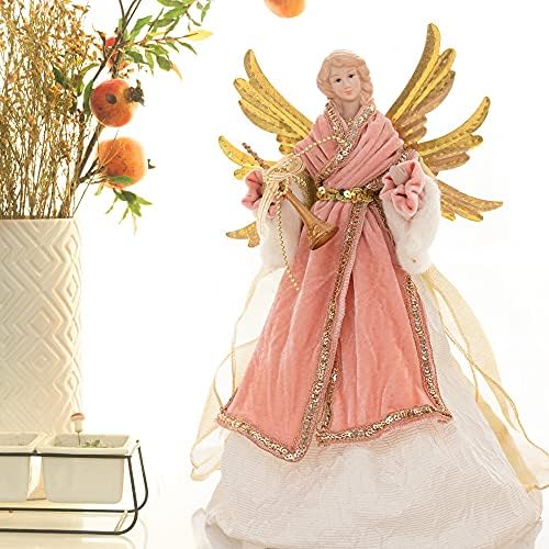 KI Store Ангел, Коледно Дърво Topper 18-Цолови Фигурки Ангел от Розово Злато Върхът на Дървото, Без Подсветка за Украса на Коледната Елха