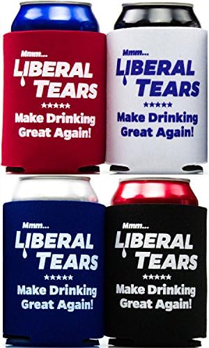 Подкрепа на либералите републиканците пият Изолатори сълзи в 4 опаковки черен, червен, бял и син цвят. Перфектен американски патриотичен подарък за баща, съпруг и к?