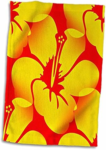 Кърпа с флорални принтом под формата на жълто-оранжеви хавайски на рози и Хибискус-Tropical Art TWL_53560_1, 15 x 22, Бяло