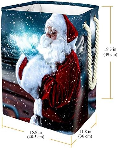 Домашен Дядо Коледа и Магически Тъмната Нощ 300D Оксфорд PVC, Водоустойчив Кошница за Дрехи, Голяма Кошница за Дрехи за Одеяла Дрехи Играчки