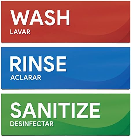 Етикети за измиване и дезинфекция на мивки | Стикери-означения за ресторанти, кухни, камиони с храна, автобусни спирки, средства за миене на съдове (три етикети с раз