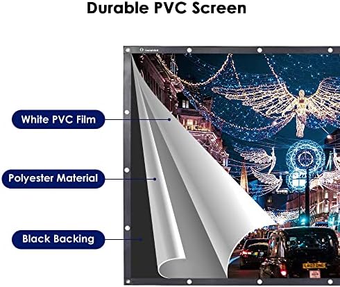 Instahibit 8416:9 Сгъваем Проектор Екран Портативен Външен Киноэкран В Задния Двор Предни Прожекционен Екран PVC 3D, 4K HD Закрит Домашно Кино Къмпинг с Чанта за Носене