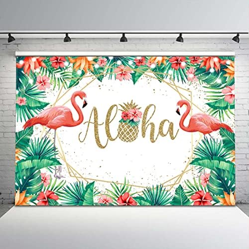 Авезано Алоха Фон за парти Тропически Хавайски Фон с Фламинго Luau на Baby Shower Банер за празника на Рождението на Принадлежност Декор
