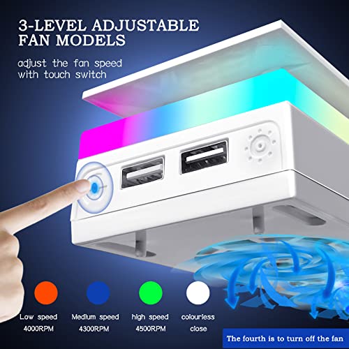 Охлаждащ вентилатор за Xbox Series S, Пылезащитная Вентиляторная система за охлаждане на Xbox Серия S с 3 скорости 4000/4300/4500 об/мин и 7 Режима RGB осветление, Ниско ниво на шум, ф