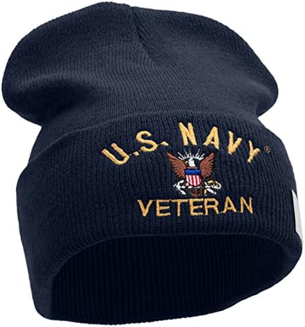 Лицензирана Дълга Шапка с бродерия на Ветеран от Военноморските сили на САЩ, Произведен в САЩ