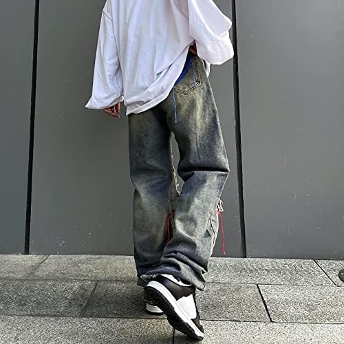 Момче Мъжки Ежедневни Мода Плюс Размера На Свободни Дънки Улични Широки Панталони Панталони Подарък На Момчето