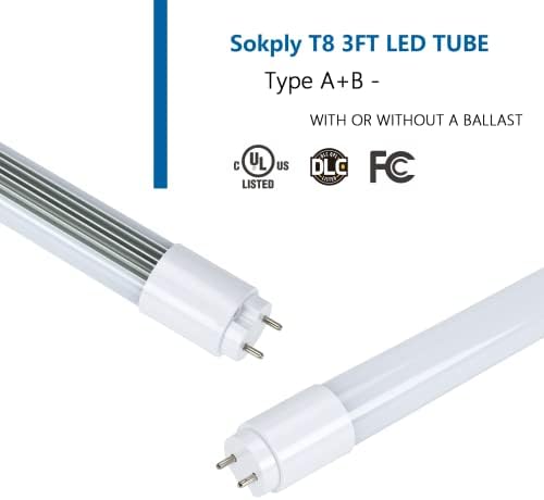 Sokply Т8 led клиенти лампа 3 метра Хибриден вид на A + B, 15 W 1875ЛМ, 36-инчов led лампа, студено бяло 6000 К, замяна на луминесцентни лампи (15 W = 26 W), щепсела и да играе или обходи бал?