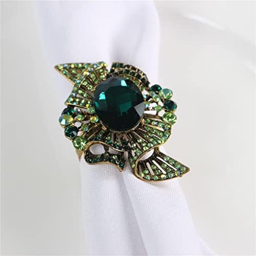 N/A 12 Емералд пръстен за салфетки в скандинавски стил, нов Пръстен за салфетки от С сплав с бриллиантовым цвете, обтегач за салфетки (Цвят: