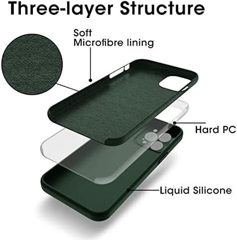 Andwing е Съвместим с калъф iPhone 12 Pro Max 6,7 инча, течен силикон Тънък [Кадифен и мек на пипане] [Мека подплата от микрофибър против надраскване] Защитен гумен калъф за телеф