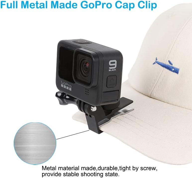 Бейзболна шапка PellKing с метален клипс За закрепване на Бейзболни шапки, Быстроразъемное планина, Съвместим с GoPro Hero 10 9 8 7 6 5 Black, DJI Osmo Action 2, AKASO и повечето екшън камери
