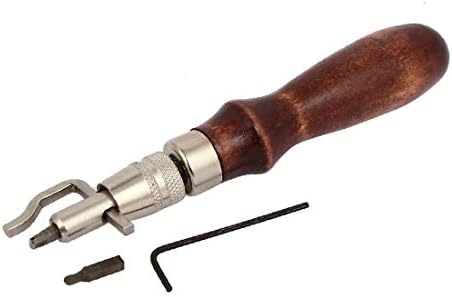 Набор от инструменти за намачкване ръб с кожа дървена дръжка X-DREE, набор от инструменти за обработка на канали 2 в 1 (Juego de herramientas