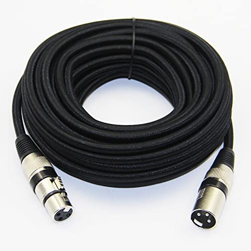 Удлинительный кабел XLR в черна оплетке от мъжа към Жената M/F с 3-пинов конектор за микрофон миксер 1 m 2 m, 3 m, 5 m 10 m 20 m (Цвят: черен