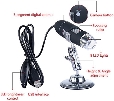 NA. Newesoutorry 1600X USB Цифров Микроскоп с Задръжте стойка, Стереоэндоскопическая Камера Увеличаване на 8 светодиода