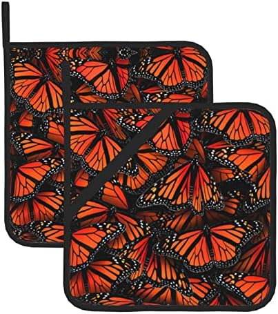 Квадратна Изолирано Поставка за пържене Monarch Butterflies -8х8 Инча (от две части) е Дебела, Термостойкая изолация.