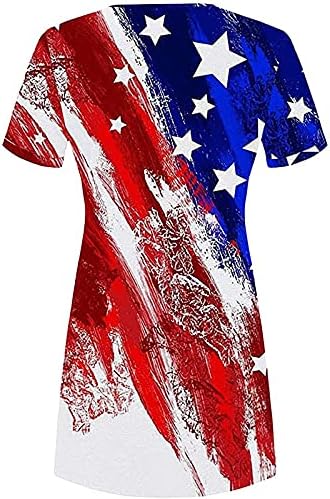 Дамски Ежедневни Рокли-ризи TIFZHADIAO, 4 юли, Рокли, Тениски с Принтом на Американското знаме, с Плажна Рокля с Къс ръкав, Люлки