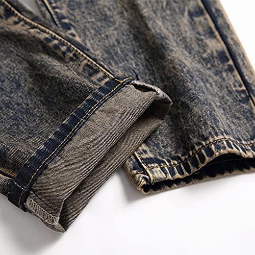 Мъжки ежедневни панталони BADHUB, Мъжки Висококачествени Еластични Носталгия Издържат дънки Slim-fit с дупки