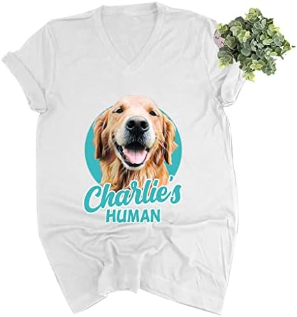 Персонализирани Подаръци за Кучета Pawarts, Тениска с V-Образно деколте - Подаръци за Мама Кучетата, Женската Риза, Графични Тениски