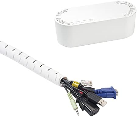 Кутия за управление на кабели D-Line (малка) и цип за кабелна организатор (дължина 8,2 фута) - Бял