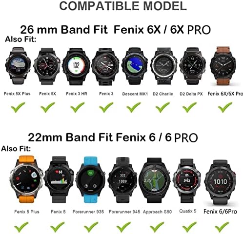 26-22 мм быстросъемные каишки за часовници на Garmin Fenix 6 6X Pro 5X5 Plus 3HR S60 MK1 Forerunner 935 945 Силикон гривна Easyfit (цвят: официален 2, размер: 26 мм)