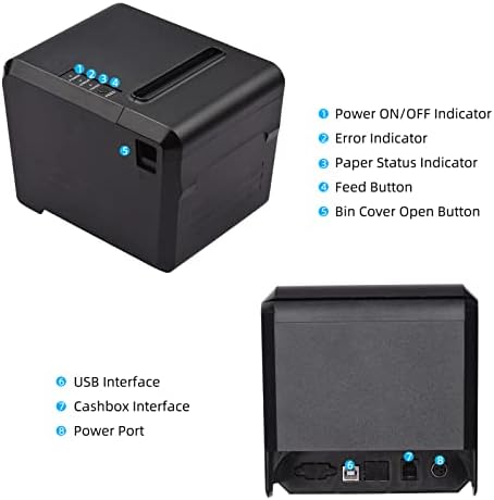 Мобилен принтер HUIOP, 80 мм USB Термопринтер проверки за Директно нагряване с Автоматичен нож за билет за печат на банкноти и