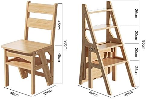 XWZJY Сгъваем Лестничный Стол Домашна Многофункционална Закрита Стремянка 4-Стъпка на Стол с Дървена Стълба За Катерене Творчески